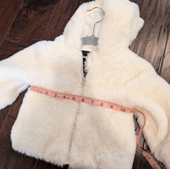ME JANE MINI baby girl super fuzzy bear ears hooded plush cream jacket - Picture 11 of 11